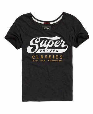 Superdry Classic Logo Broderie Slim Boyfriend Női Pólók Fekete | ROWXV5064